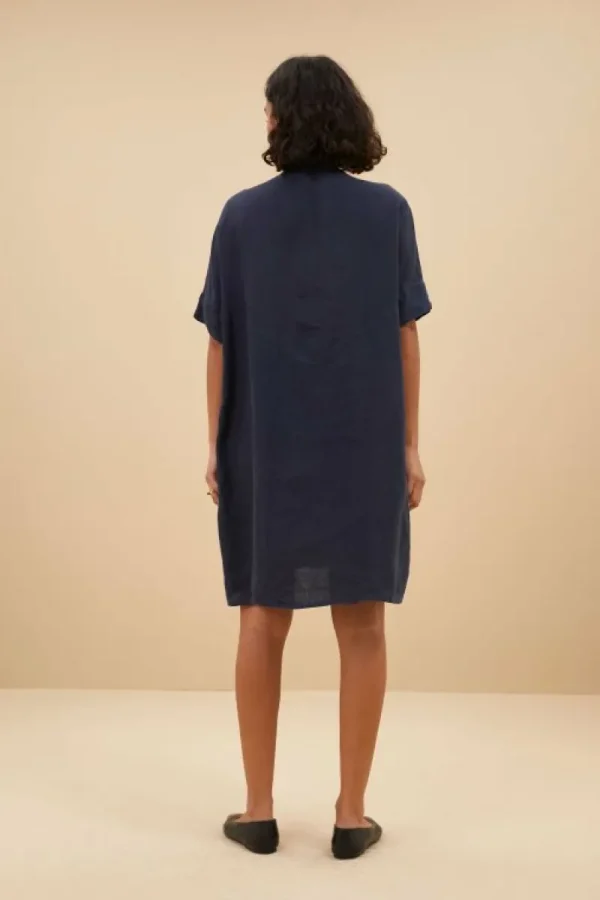 By bar Jurken<tais linen dress | midnight