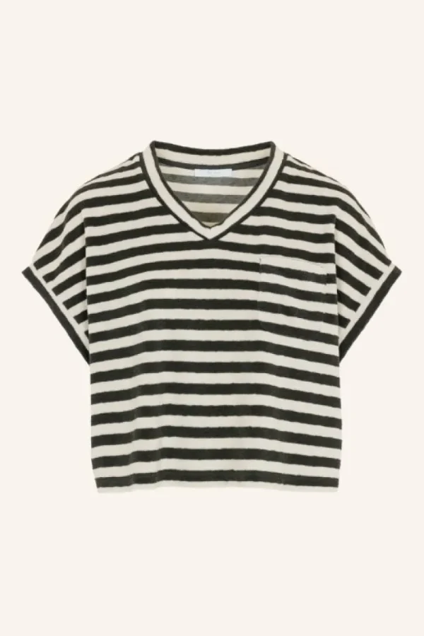 By bar Tops & Shirts<tammie slub stripe top | jet black