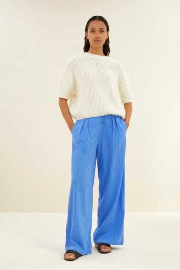 By bar Broeken<uma stripe pants | vivid blue stripe