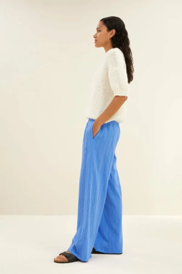 By bar Broeken<uma stripe pants | vivid blue stripe