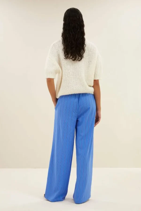 By bar Broeken<uma stripe pants | vivid blue stripe